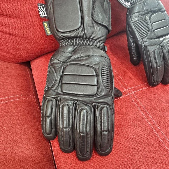 Motorcycle Mens Kevlar Gloves Genuine Leather "Bikers Club" Brand EUC Thinsulate - Picture 3 of 16